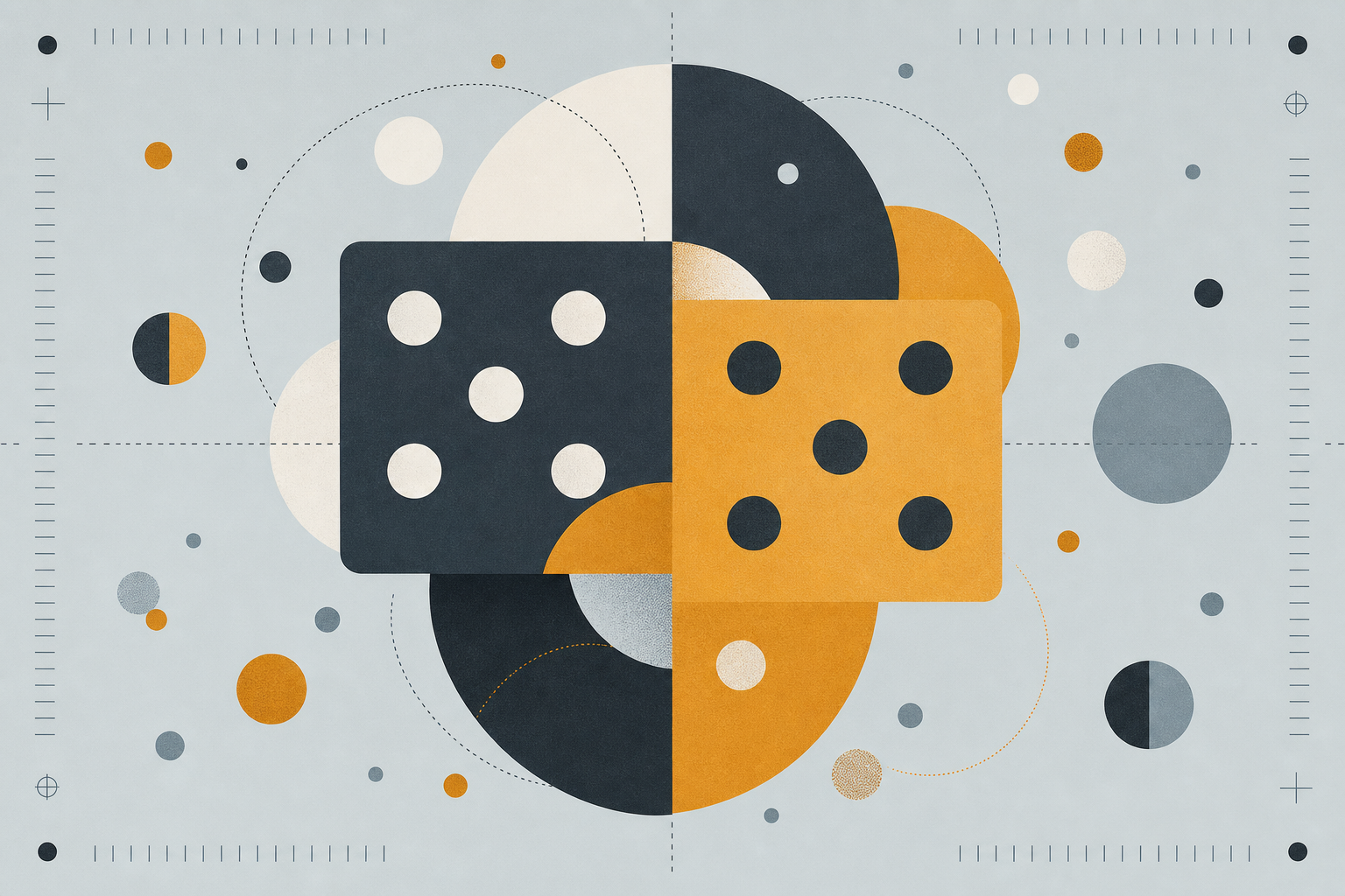 Abstract geometric dice-pip and tick-mark pattern